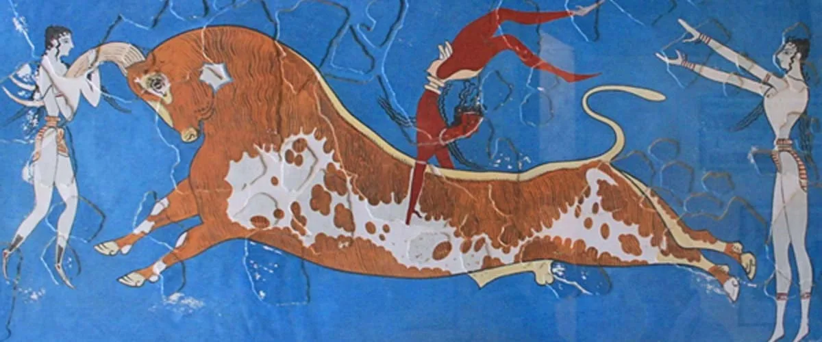 Minoan fresco, bull leaping