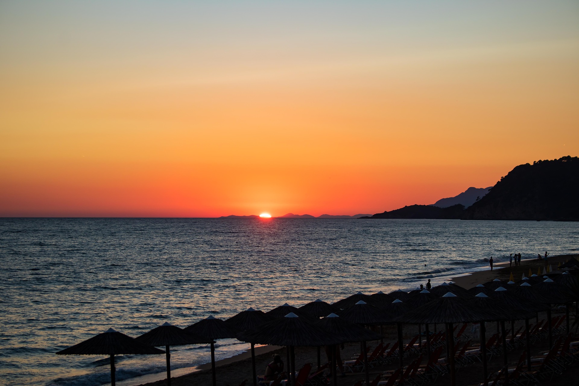 Greece, beach sunset